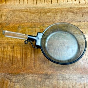 Pyrex Flameware 7”  1940s aqua glass Small Frypan